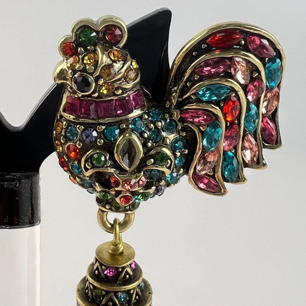 Heidi Daus Statement Rule The Roost Multicolor Crystal Beaded Drop Earrings - Picture 7 of 8
